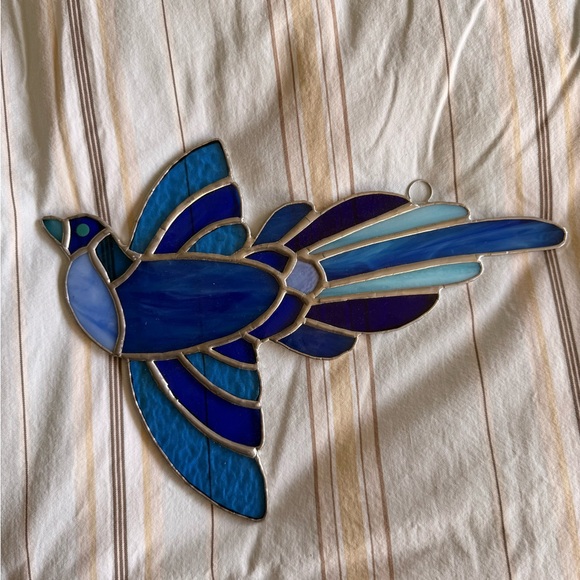 Handmade Stained Glass Bluebird Suncatcher – Leaded Glass – One of a Kind - Picture 3 of 4